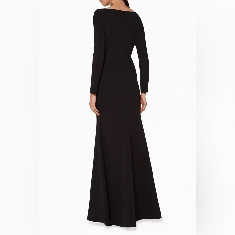 NWT Solace London Perrine Boatneck Bateau Long Sleeve Maxi Dress Gown Black